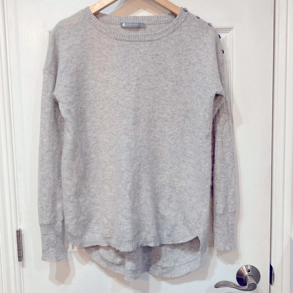 100% cashmere heather grey sweater